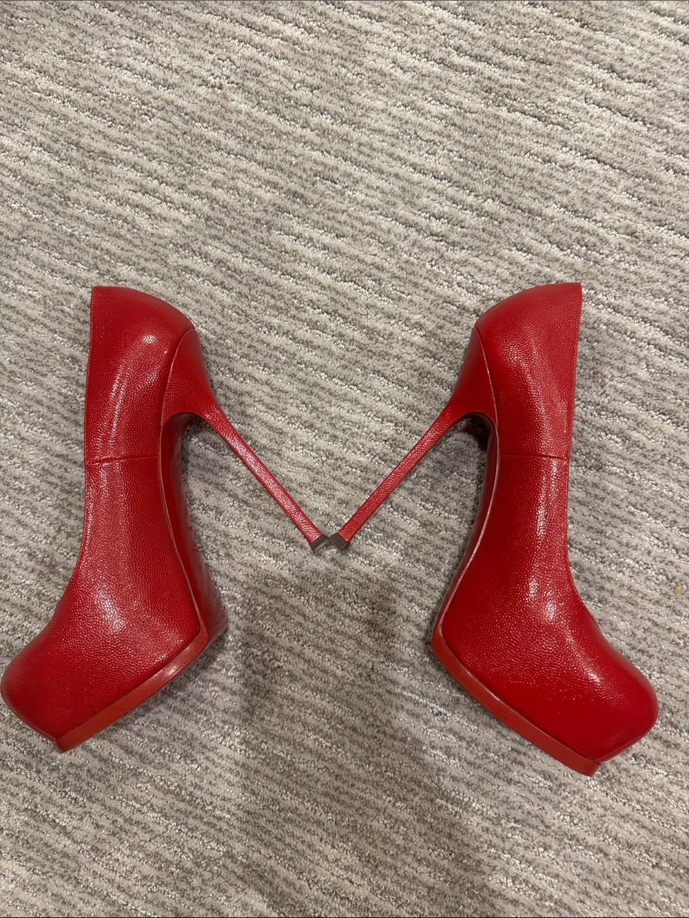 Yves Saint Laurent YSL Tribtoo Red Leather Platform Pumps Size 41 - Picture 9 of 9
